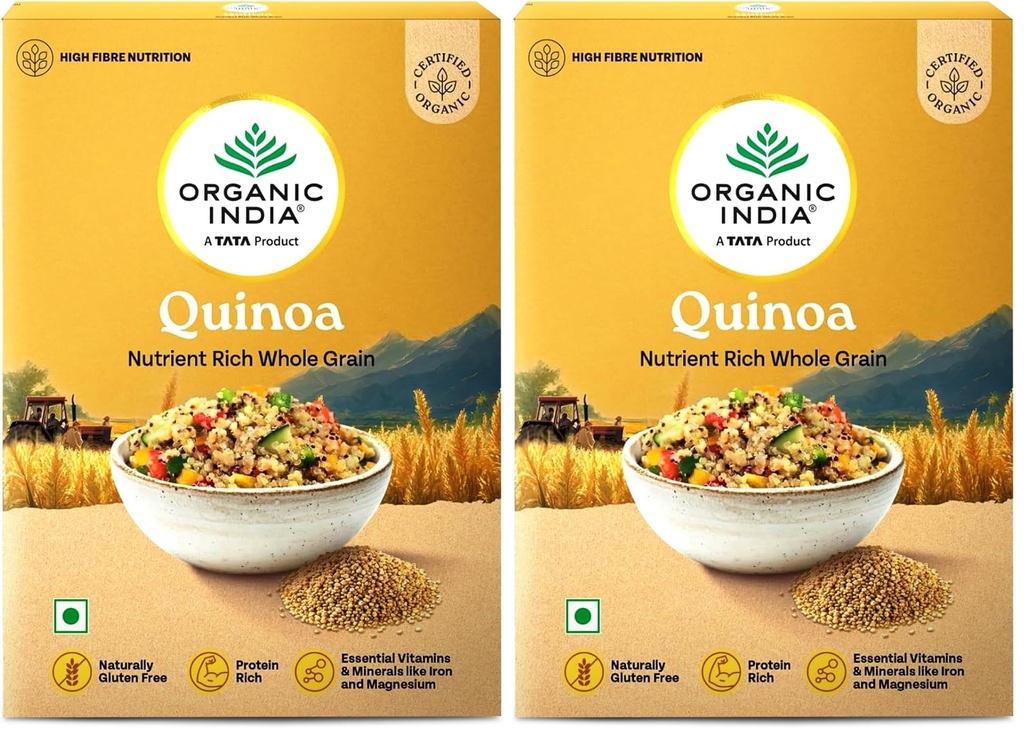 A TATA Product – Organic India Quinoa – 500g | Nutrient-Rich Whole Grain | Protein-Rich | Gluten-Free | Source of Iron & Magnesium (Pack of 2)