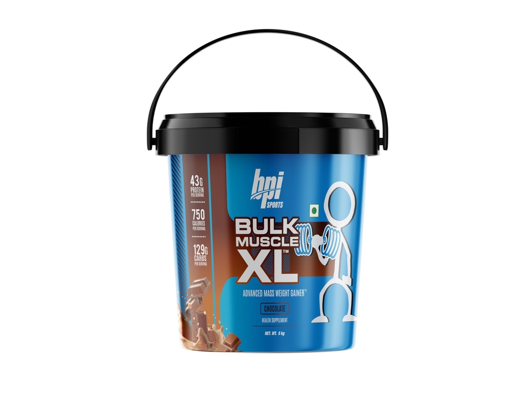 BPI Sports Bulk Muscle XL Mass Gainer 5kg | High Calorie Weight Gainer Powder for Men & Women | 50g Protein High Carb Muscle Builder | Fast Weight Gain & Bulking Supplement | Chocolate Flavour