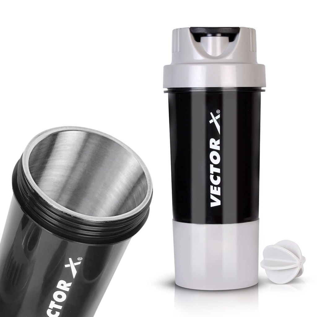 Vector X Thunder Steel Shaker Bottle For Protein Shake With Material Grade 0.5 Non Toxic 500 ml Shaker (Grey)