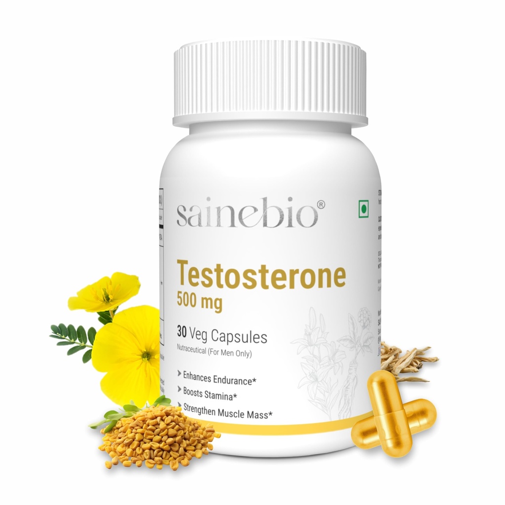 Sainebio Testoboost for Men | Natural Testosterone Booster with Ashwagandha, Tribulus & Ginseng | Boost Strength, Energy, Stamina & Vitality | 30 Capsules