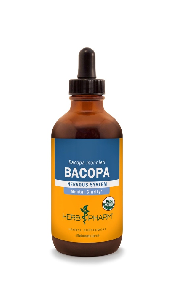 Extrait liquide de Bacopa biologique certifié Herb Pharm pour le soutien du cerveau - 4 Once