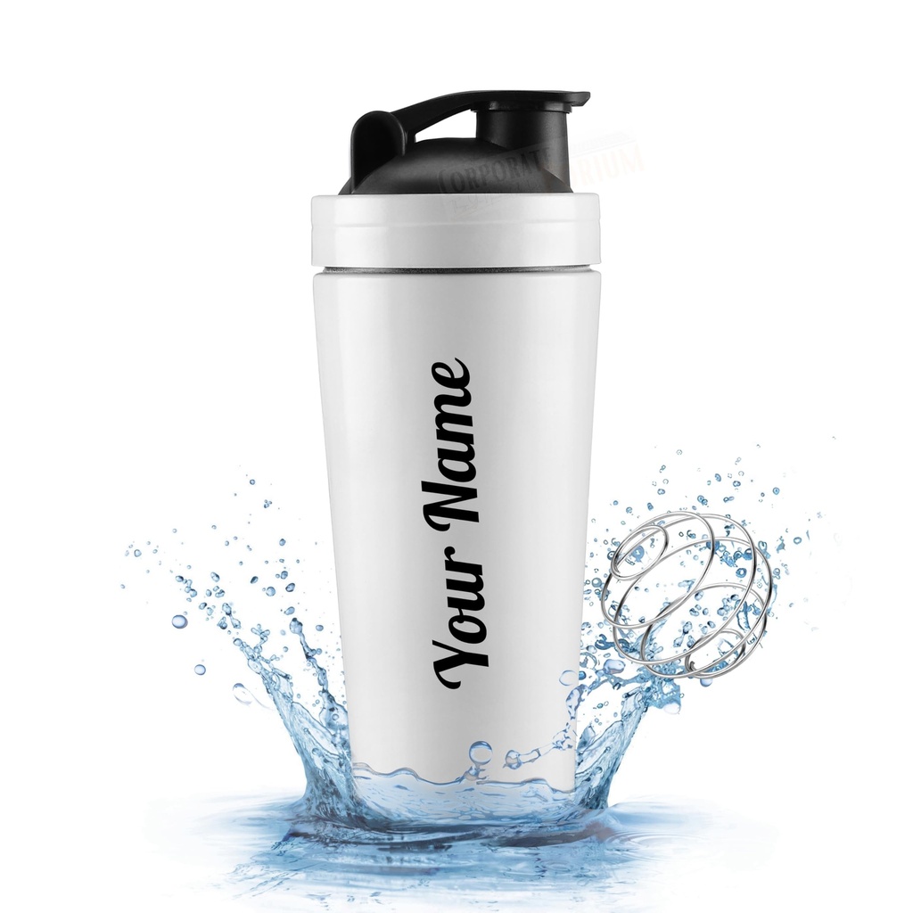 CORPORATE PORIUM Customised Stainless Steel Shaker for Gym (White)- 100% Leakproof Guarantee,Leakproof Gym Shaker for Supplements Water Bpa Free Material Diwali Gift, 700 Milliliter
