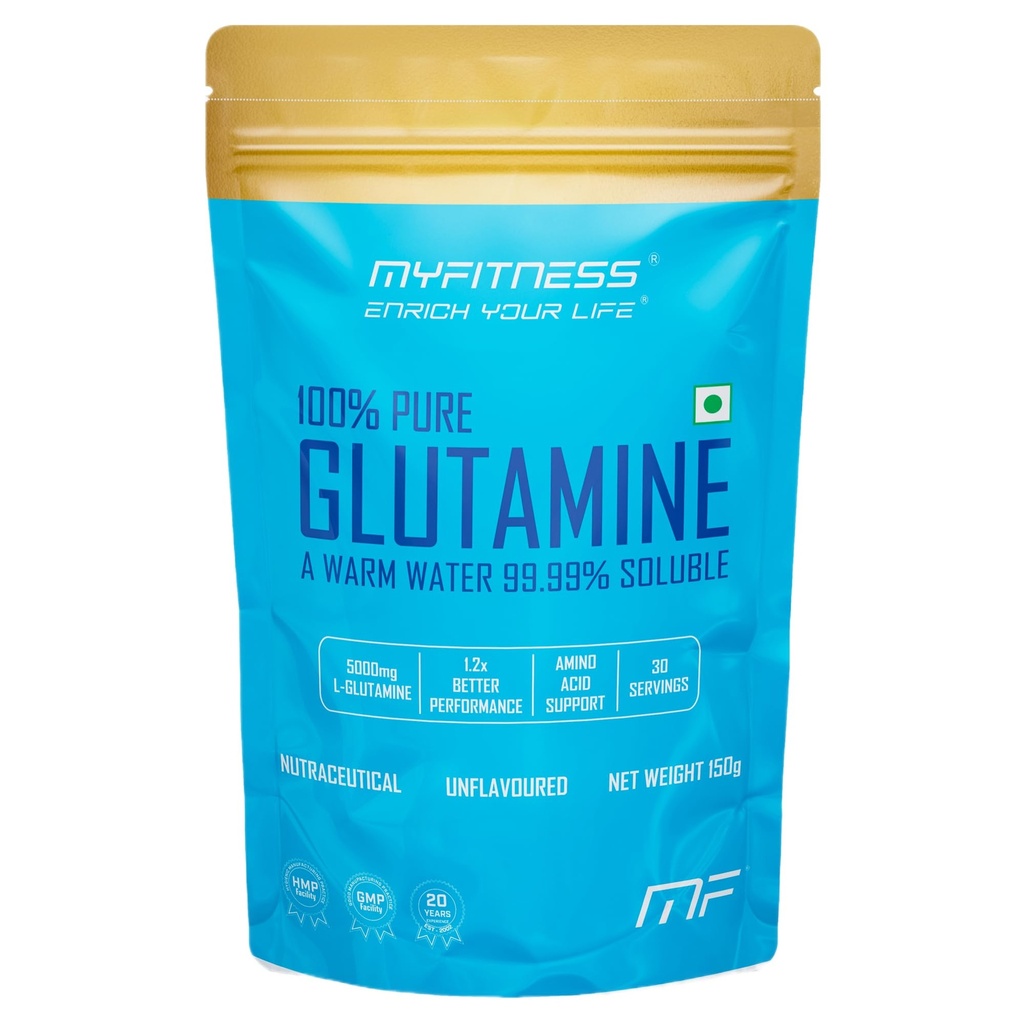 Myfitness 100% Pure Glutamine Powder | 150g | 5000mg L-Glutamine Powder | Unflavoured | Glutamine Supplement For Men & Women