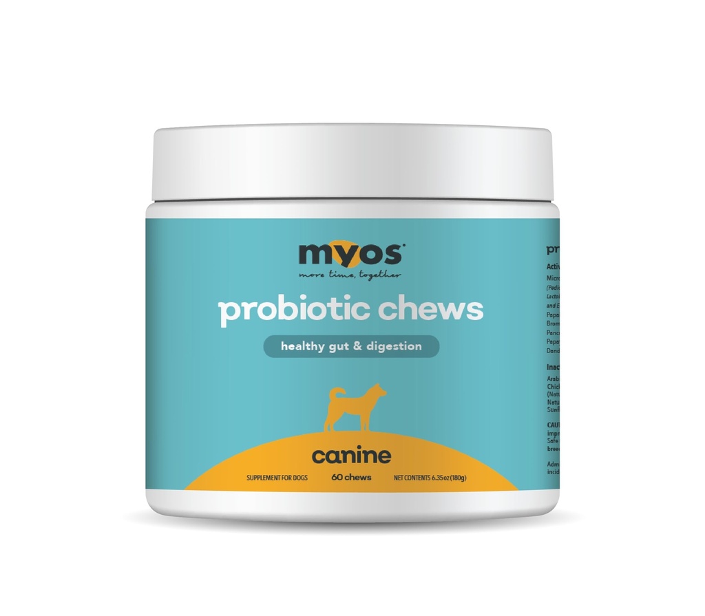 MYOS Probiotic Chew for Dogs - Tägliche Verdauungsunterstützung, fördert Vollständige Gutgesundheit, hilft Verdauung, steigert Nährstoffabsorption, Unterstützt gesunde Hocker - All-in-One Chewable Supplement