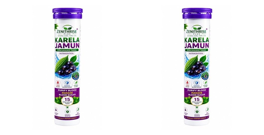 Zenithrise Plus Karela Jamun Effervescent Tablet Pack of 2 (2x15 Tablets)