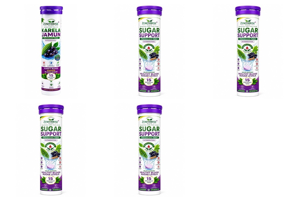 Zenithrise Plus Combo Karela Jamun 1 + Sugar Support 4 (5 pcs)