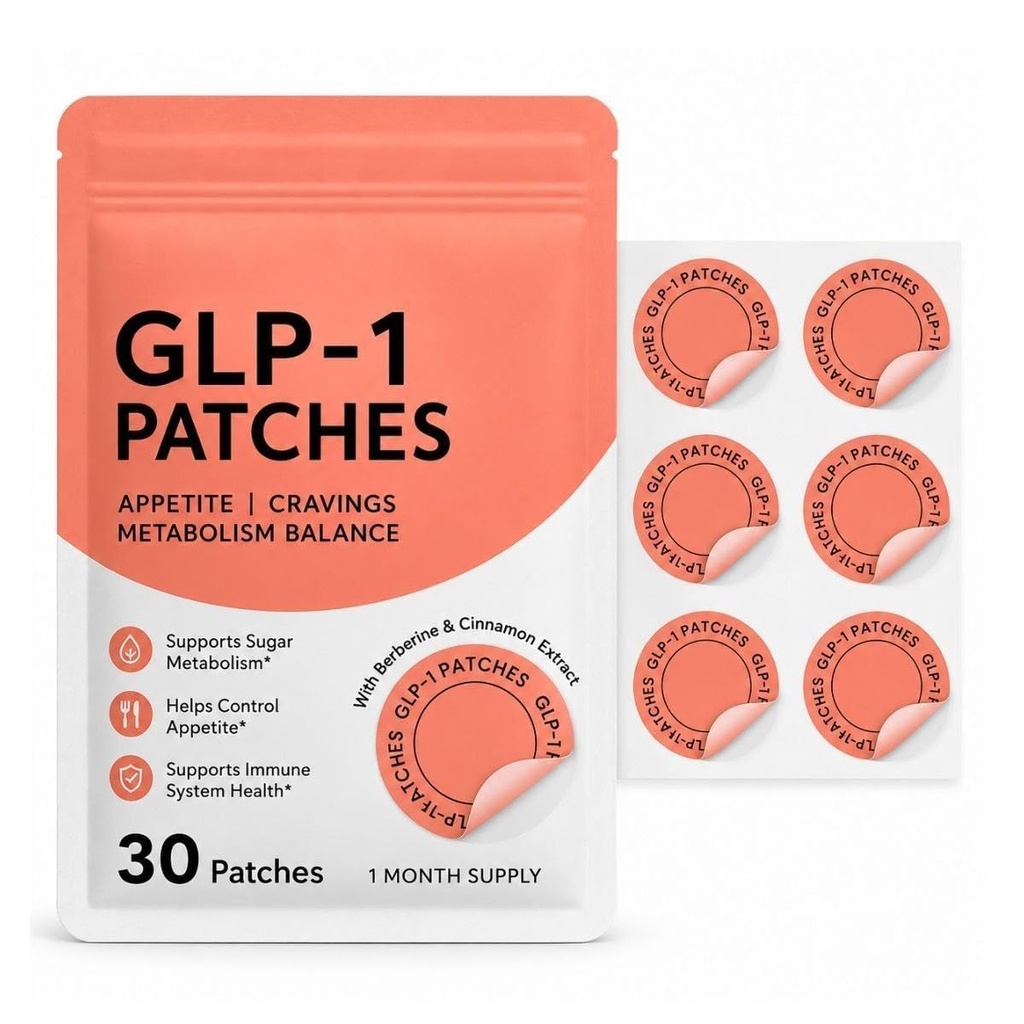 GLP-1 Patches for Appetite, Cravings and Metabolism Balance, with Berberine & Cinnamon Extract, 30 Patches