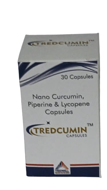 Tredwell Nano 30 Capsules with 95% Curcuminoids, Nano Curcumin,Piperine and Lycopene Capsules | Antioxident & Anti inflammatory | Good For Skin & Joint pains