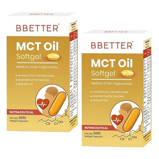 BBETTER MCT Oil Softgels | C8 Caprylic & C10 Capric Acid | Supports Energy, Metabolism, Focus & Brain Function | Keto & Paleo Friendly | 120 Softgels