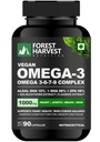Vegan Omega-3, 6, 7, 9 Complex | 90 Capsules | Dual-Source DHA (Algal DHA 10% & Veg DHA 98%) with Veg EPA 98% | Sea Buckthorn Extract 10X & Flaxseed Extract 10X | 1000mg Per Serving