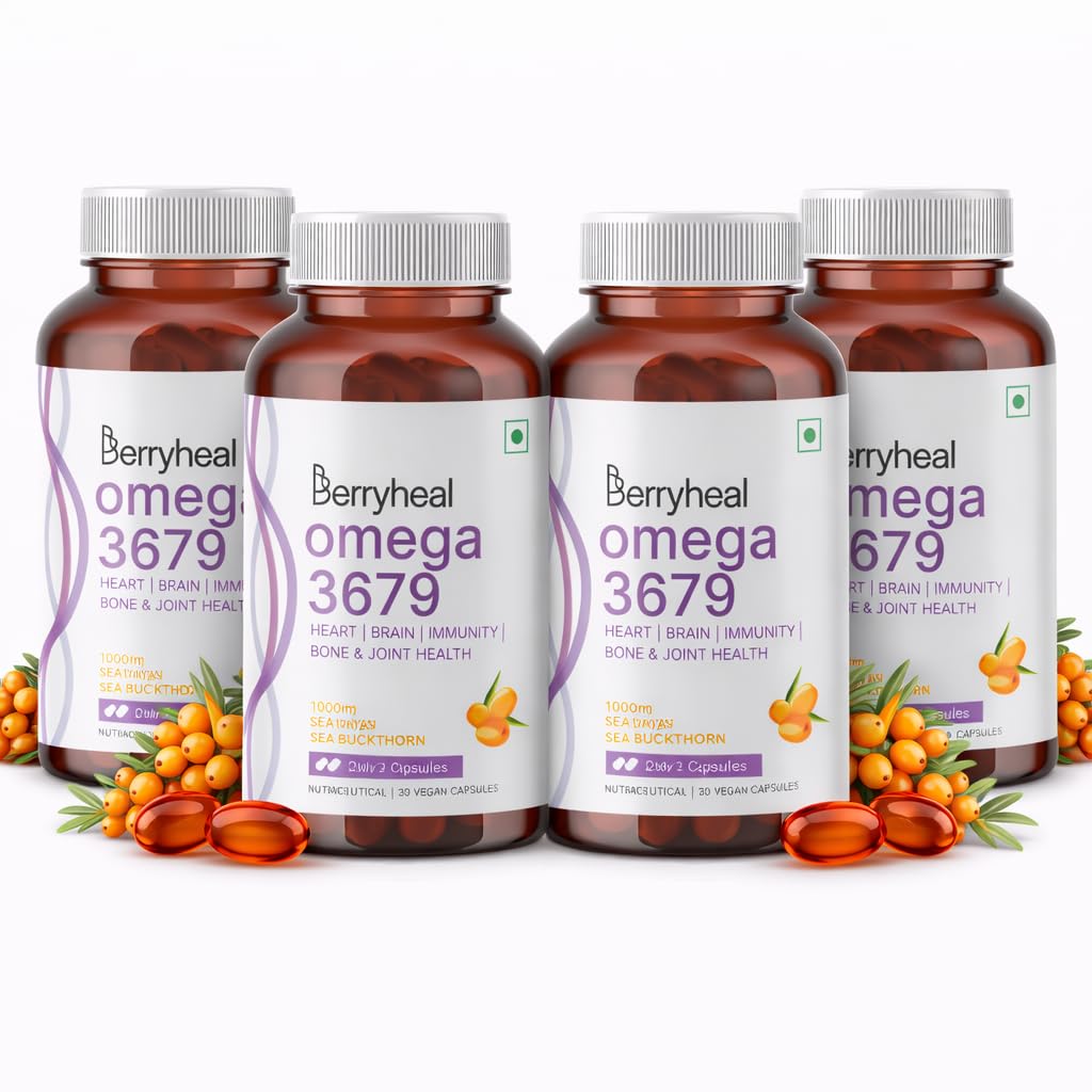 Omega 3679 Sea Buckthorn Oil Capsule, 1000mg | Helps to Boost Immunity, Supports Heart, Brain, Joint & Skin Health | 100% Vegan Whole Body Wellness Nutrition Supplement | 120 Capsules – 60 Days