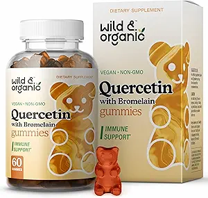 Wild & Organic Quercetin con Bromelain Gummies 800mg - Vegan Bromelain Supplemento per Detox Lung e Supporto Immune - 60 Gummie Non OGM
