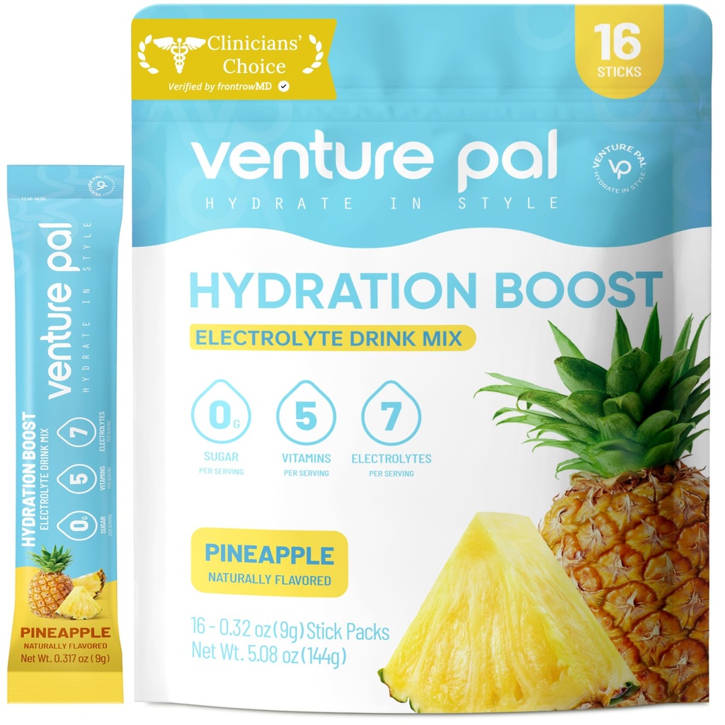 Imballaggio della polvere dell'elettrolita senza zucchero di Venture Pal - Liquid Daily IV miscela di bevanda per l'idratazione rapida e il recupero del partito | 5 vitamine & 7 elettroliti| Keto Friendly | Non OGM | Vegan certificato | 16 Sticks