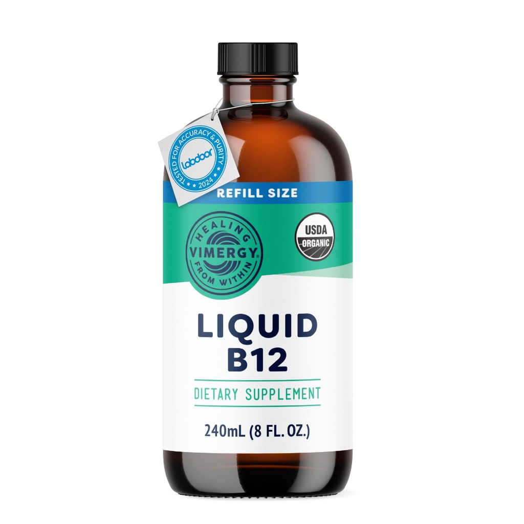 Vimergy Liquid B12 Refill – Schnell-Absorbierende Brain-Unterstützung – Energie-Unterstützung – USDA Certified Organic, Vegan, Non-GMO – 240 Servietten (240 mL)