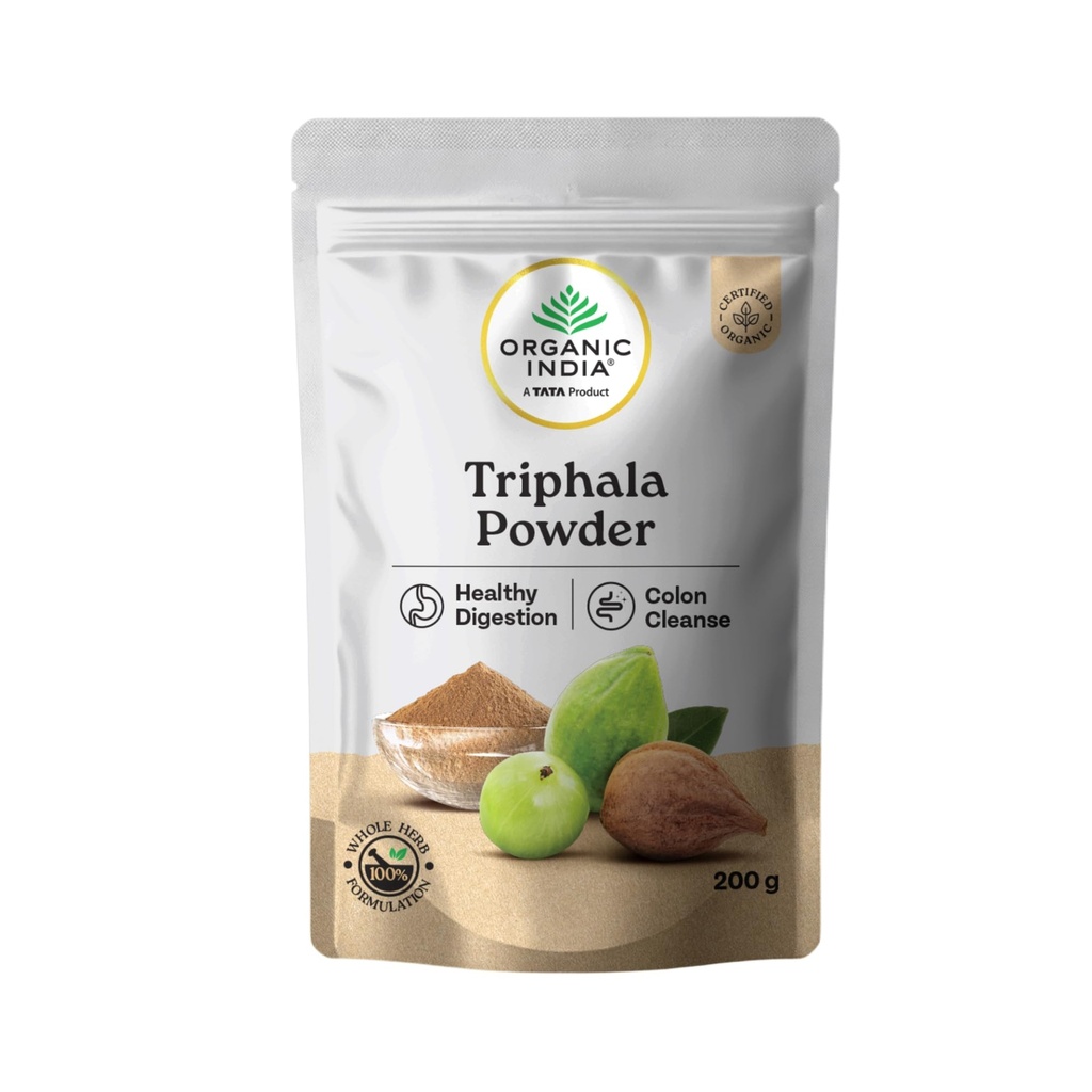 A TATA Product – Organic India Triphala Powder, 200g, Certified Organic, Whole Herb Formulation, Supports Digestion & Colon Detoxification