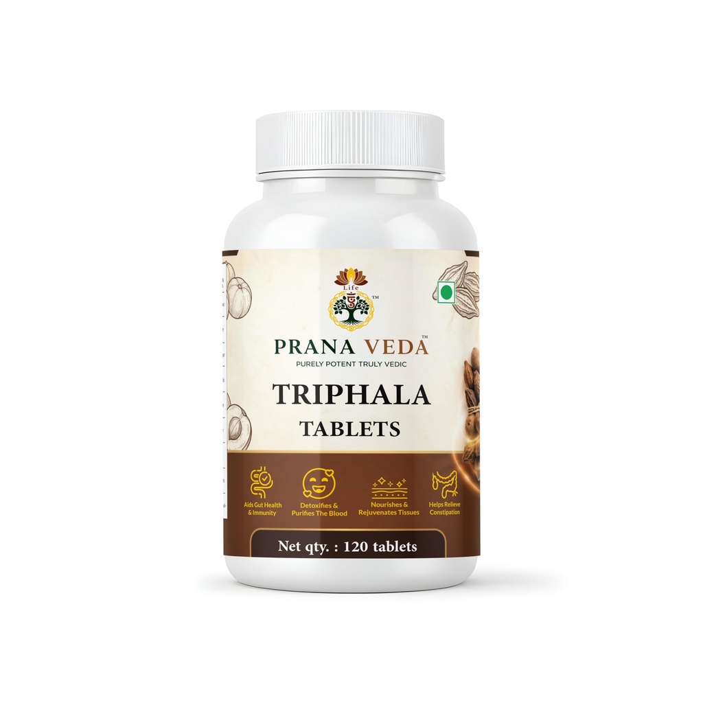 Triphala Tablets for Digestion & Gut Health | Ayurvedic Herbal Supplement for Detox, Constipation Relief & Immunity Support | Helps Cleanse Colon & Improve Metabolism | 120 Tablets