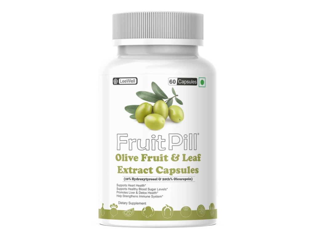 (LeeWell) Olive Fruit Extract & Olive Leaves Leaf Extract | Rich in Oleuropein & Hydroxytyrosol Complex, Immune Support, Heart Health, Blood Sugar Support- 60 Capsules