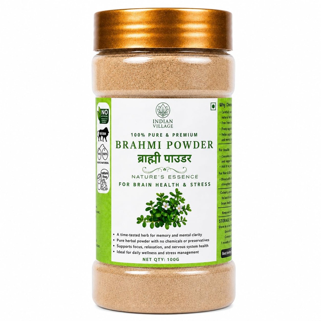 Brahmi Powder - 100% Pure & Premium | Memory, Focus & Mental Clarity Support | Natural Brain & Nervous System Care | Ayurvedic Brahmi Churna for Mind Wellness | 100 Gm
