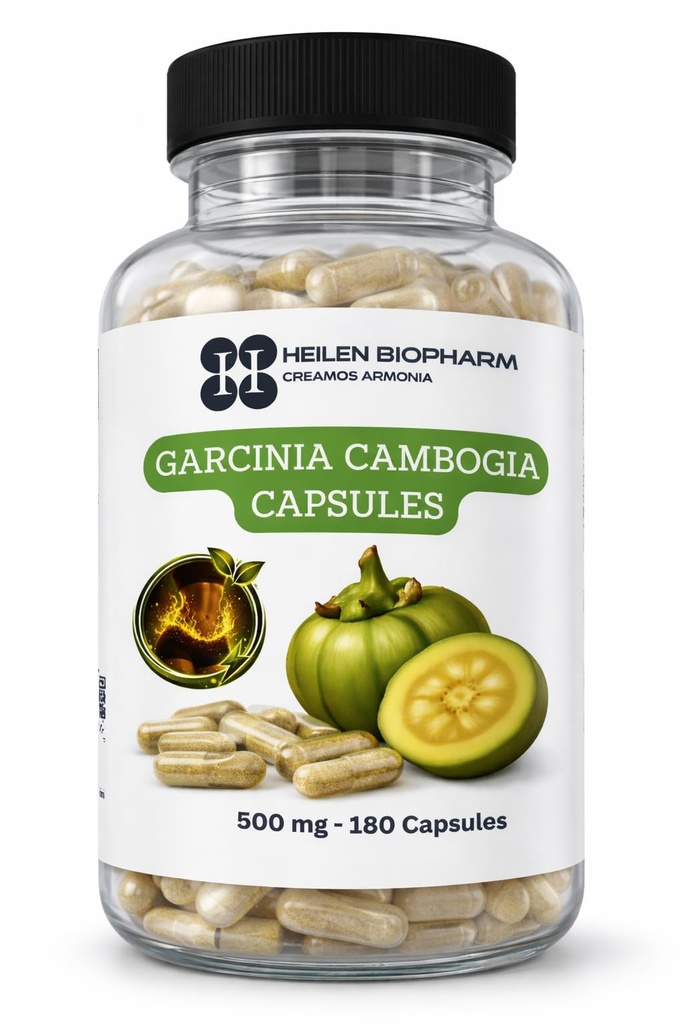 Heilen Biopharm Garcinia Cambogia Capsules, 100% Pure Extract, 500 mg, 180 Capsules, Plant-Based Wellness Supplement