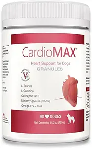 Granules de soutien cardiaque pour chiens – Vet-formulé, Antioxydant-Rich-L-Taurine, L-Carnitine, EPA, DHA, CoQ10- Aides Force circulatoire, Soutien cardiovasculaire, Fonction musculaire cardiaque-USA Fabriqué- 90 doses