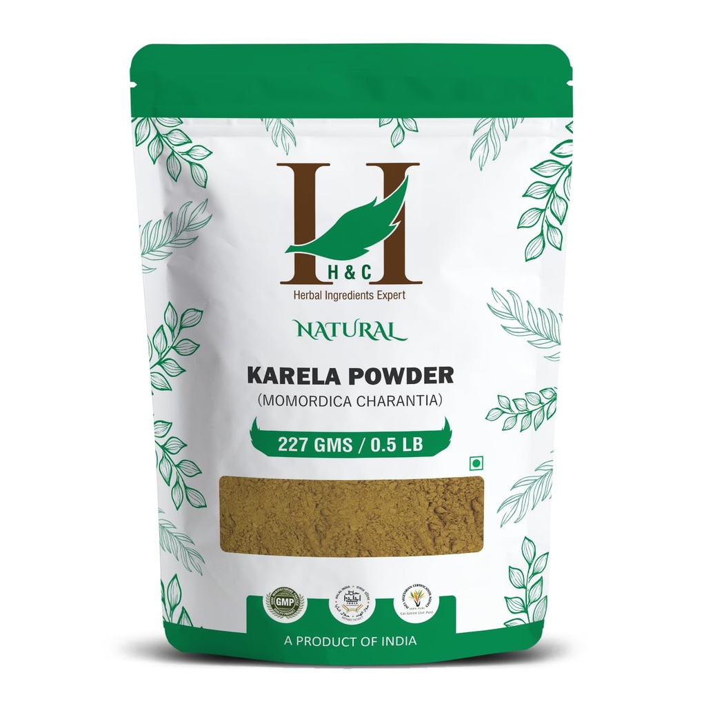 H&C Herbal Ingredients Expert Premium Karela Powder 227gm for Blood Sugar Support & Digestive Health – 100% Natural