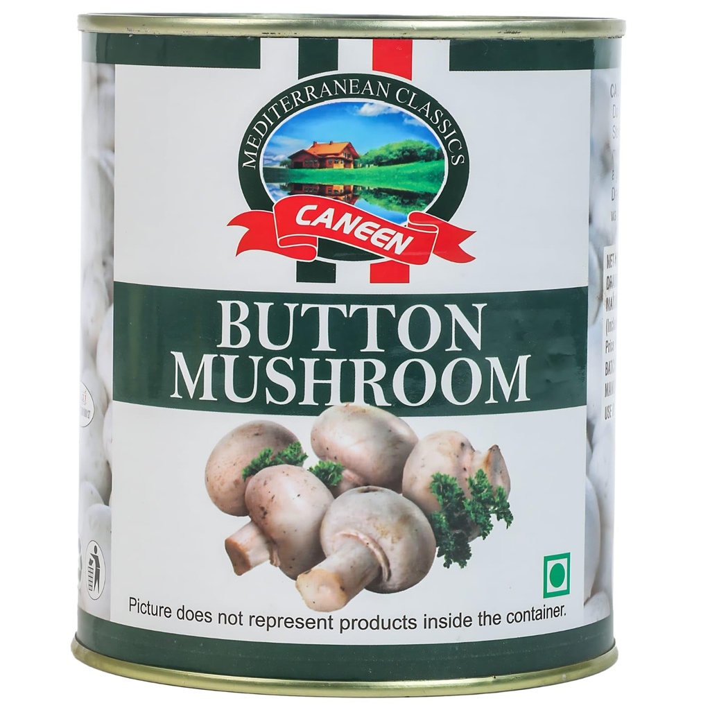 CANEEN Fresh Button Mushroom 800g | Clean & Ready-to-Use Whole Mushrooms | No Artificial Colours or Preservatives | Perfect for Salads, Soups, Pastas, Gravies, Starters & Everyday Cooking