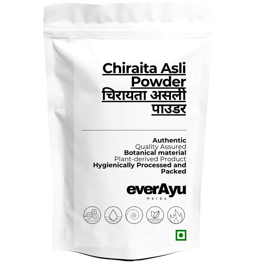 Chiraita Asli Powder (चिरायता असली पाउडर) | Swertia Chirata | Andrographis Paniculata Powder | Chirata Churna | 100% Natural Ayurvedic Herbal Supplement