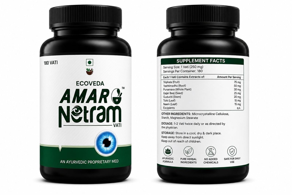 Amar Netram Ayurvedic Eye Health Capsules | Supports Healthy Vision, Visual Comfort & Eye Wellness | Herbal Eye Care Supplement | 60 Capsules