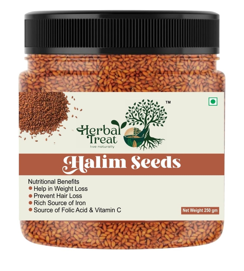 Herbal Treat Halim Seeds | Raw Garden Cress Aliv Seeds for Eating | Iron Rich Superfood, Supports Digestion & Weight Management | Haleem Seed | Asaliya Seeds Used in Cooking, Baking, Smoothies and Other Beverages (350g)