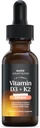 NutriRise Vitamin D3 K2 Tropfen 5000 IU: Immunität Vitamine, Unterstützung für Energie, Wohlbefinden & Gelenk Komfort, Vegetarisch, einfach zu nehmen flüssige Formel für Männer & Frauen + MCT Öl, Glutenfrei, 1 fl oz