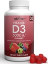 Vitamine D3 5000UI de supplément à base végétale. Sans gluten et sans arômes artificiels. Soutient la santé et l'immunité osseuses. Fabriqué aux États-Unis .30 Compte (30 jours d'approvisionnement)
