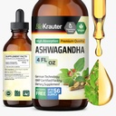 BIO KRAUTER Ashwagandha gouttes liquides - Suppléments Ashwagandha pour le calme - Vegan Mood gouttes de soutien - sans alcool et sans sucre - 4 Fl.Oz.