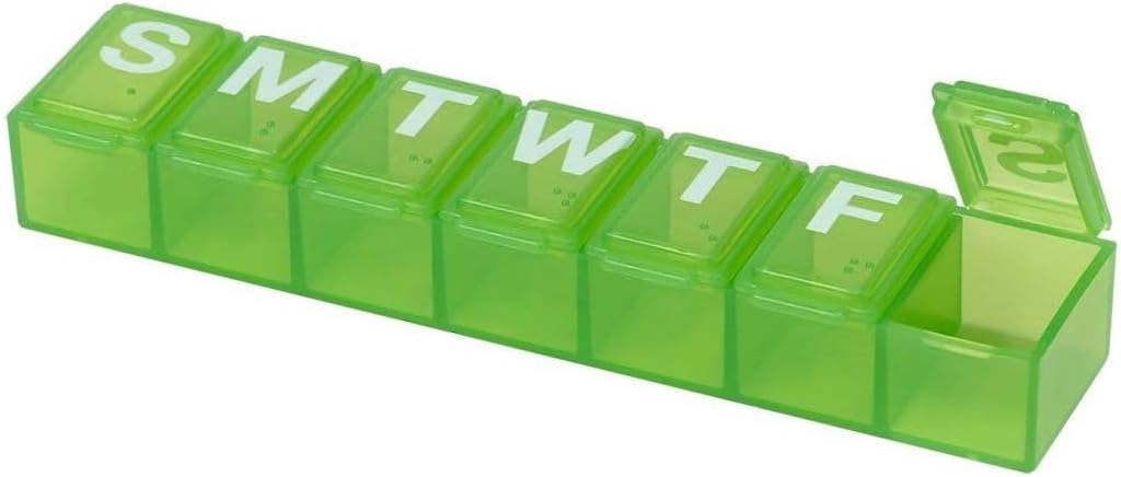 EZY DOSE Weekly (7-Day) Pill Organizer, Vitamin Case And Medicine Box, X-Small Komponenten, Farbe Mai Vary