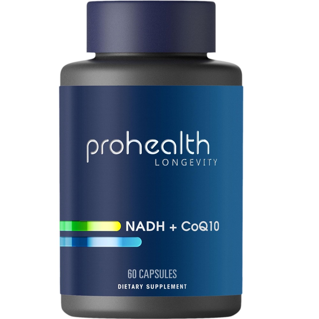 ProHealth NADH + CoQ10 - Boost NAD+ | Alimentazione 60 giorni | Pure NADH 25 mg, CoQ10 100 mg | 60 capsule resistenti all'acido | Energy | Focus | Produzione ATP