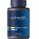 ProHealth NADH + CoQ10 - Boost NAD+ | Alimentazione 60 giorni | Pure NADH 25 mg, CoQ10 100 mg | 60 capsule resistenti all'acido | Energy | Focus | Produzione ATP