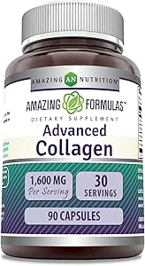 Incredibile Formulas Advanced Collagen Supplement | Collagen Type I, II & III con vitamina C & Hyaluronic | 1600 Mg Per Serving | 90 Capsule | Non OGM | Gluten-Free | Made in USA