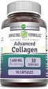 Incredibile Formulas Advanced Collagen Supplement | Collagen Type I, II & III con vitamina C & Hyaluronic | 1600 Mg Per Serving | 90 Capsule | Non OGM | Gluten-Free | Made in USA