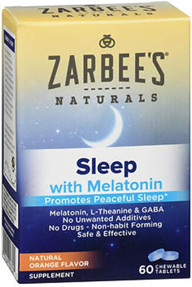 Melatonina del sonno di Zarbee, aroma d'arancia, 60 compresse masticabili (pacchetto di 2)