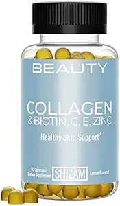 SHIZAM idrolizzato Bovine Collagen Biotin Gummies con Multi-Vitamina C, E & Zinc per capelli crescita-Losss e unghie forti. Alternativa per Gocce Liquide, Pillole & Cheratina Shampoo per Donne
