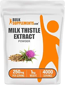 BulkSupplements.com Polvere di estratto di cardo di latte - Supplemento di erbe, Integratore di cardo di latte - Gluten Free, 250mg per porzione, 1kg (2.2 lbs) (Pack of 1)
