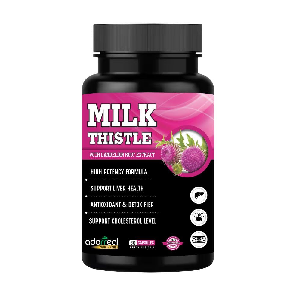 Milk Thistle 30 capsules With Dandelion Root Extract Detox Supplement For Men And Women For Healthy Liver | Boost Metabolism And Maintain Cholesterol level