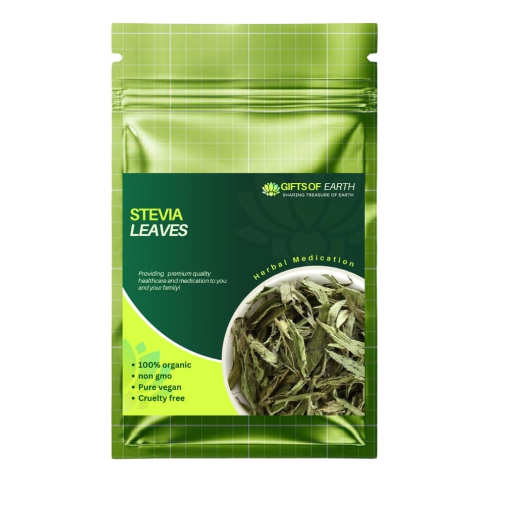 Gifts of Earth Stevia Leaves 100g | Natural Zero Calorie Sweetener | Premium Dried Green Stevia Leaf for Tea, Coffee & Beverages | Herbal Sugar Substitute | Keto & Diabetic Friendly | 100% Pure Plant-Based