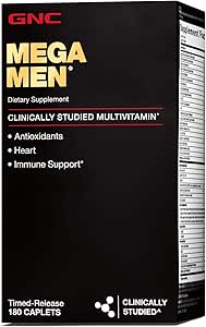 GNC Mega Men Multivitamin, salute del cuore e supporto immunitario, 180 Conte
