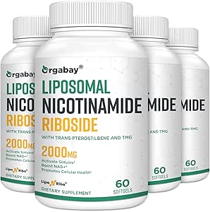 Orgabay Liposomal Nicotinamide Riboside 2000 MG with TMG and Pterostilbene, Boosting NAD+, Support Healthy Aging, 240 Count