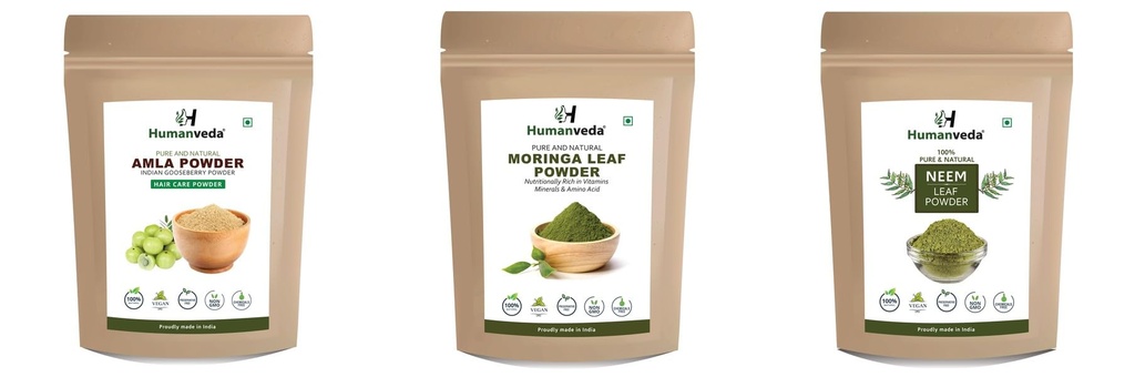 Amla With Moringa With Neem Herbal Supplement Blend Powder | Ayurvedic Herbal Mix for Daily Wellness Support | Natural Plant Based for Men & Women Pack of 3