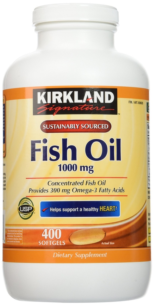Kirkland Signature Huile de poisson naturelle Concentré avec les acides gras oméga-3 - 400 Softgels (paquet de 2)