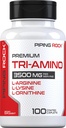 Piping Rock Tri Amino Supplement | 100 Caplets | Complesso con L-Arginina, L-Ornitina, L-Lysine | Vegetariano, Non OGM, Gluten Free