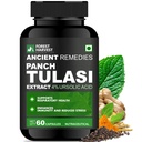 Panch Tulasi Extract (4% Ursolic Acid) with Curcumin Complex, Ashwagandha Root Extract, Ginger Extract & Piperine | 1000 mg Per Serving | 60 Capsules | Supports Immunity & Inflammation
