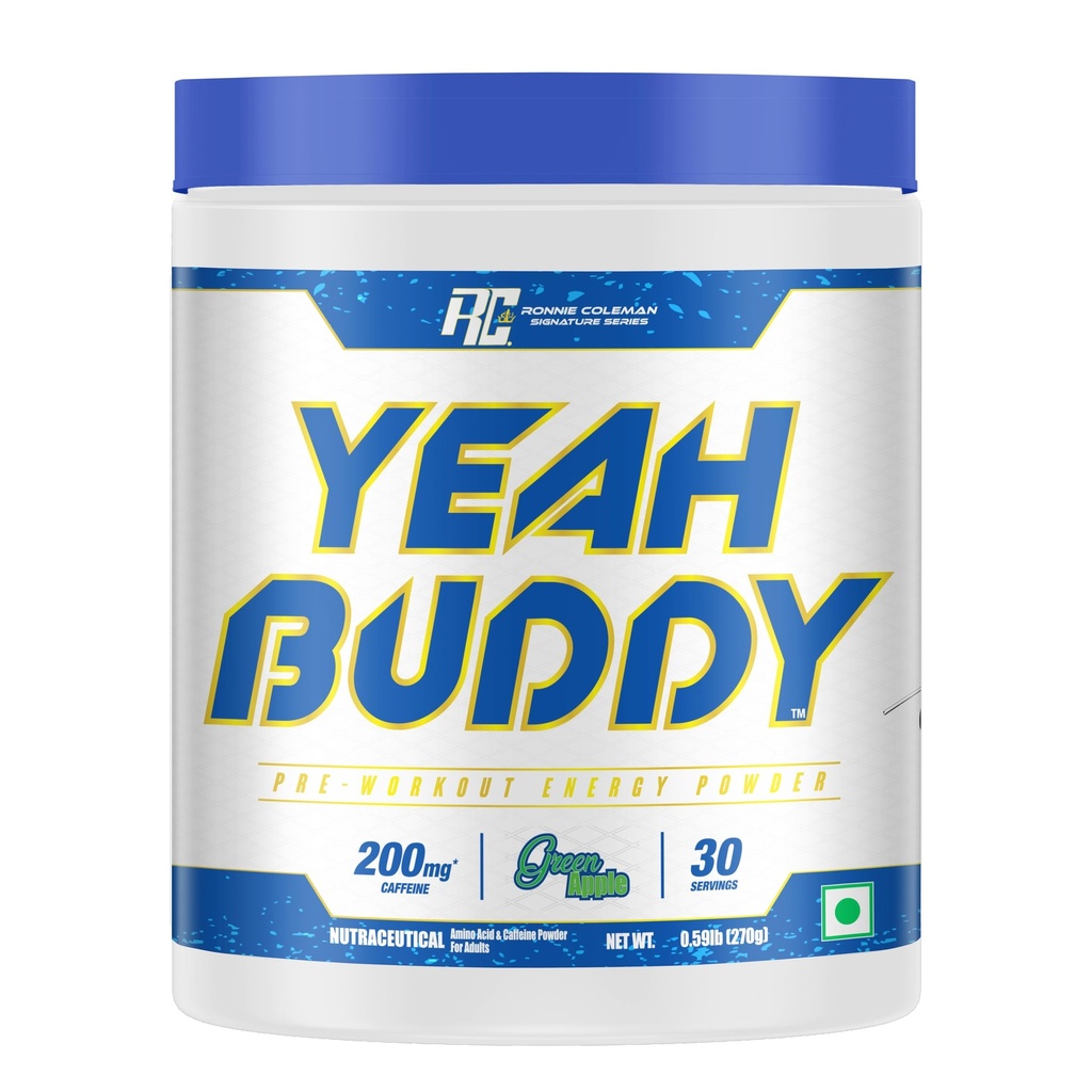 Ronnie Coleman Signature Series Yeah Buddy Pre-Workout Powder, Green Apple (30 Servings, 270g / 0.59lbs)