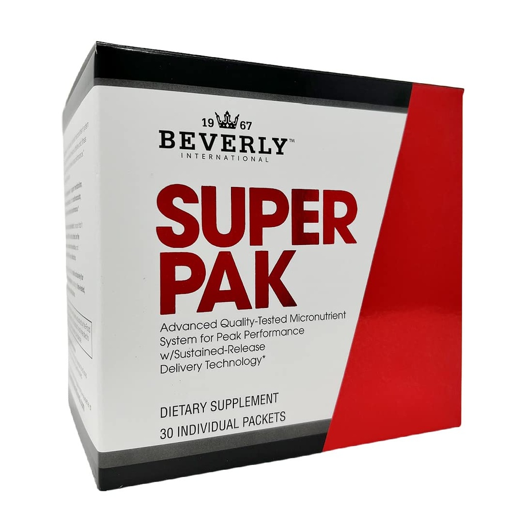 Beverly International Super Pak. 30 Pacchetti. Multivitamina ad alta potenza, pacchetto giornaliero per energia, prestazioni, salute del sistema immunitario. Personalizzato per atleti, uomini attivi e donne dal 1970.
